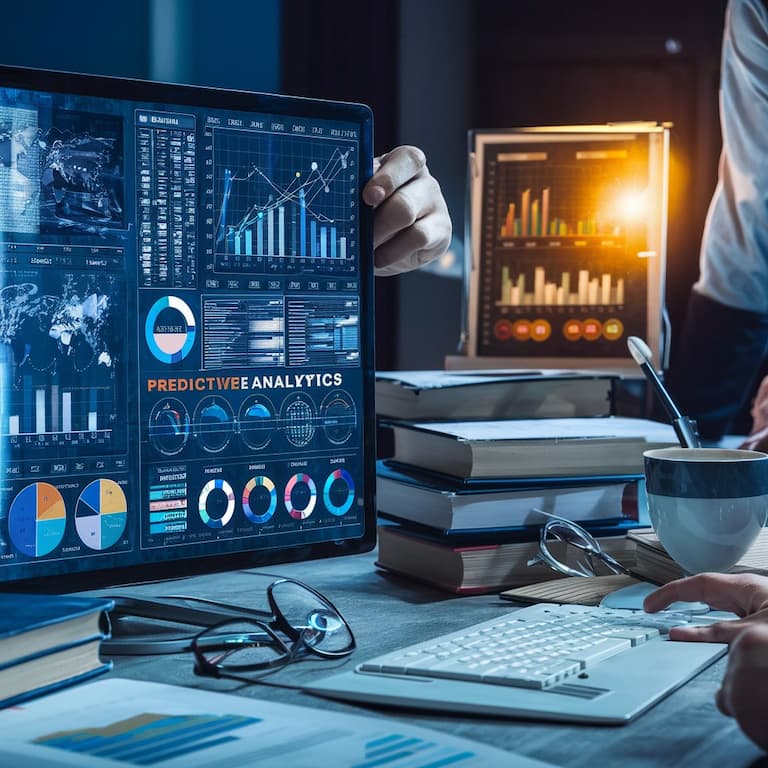 Marketer using predictive analytics dashboard powered by LLM techniques for smarter campaign decisions.